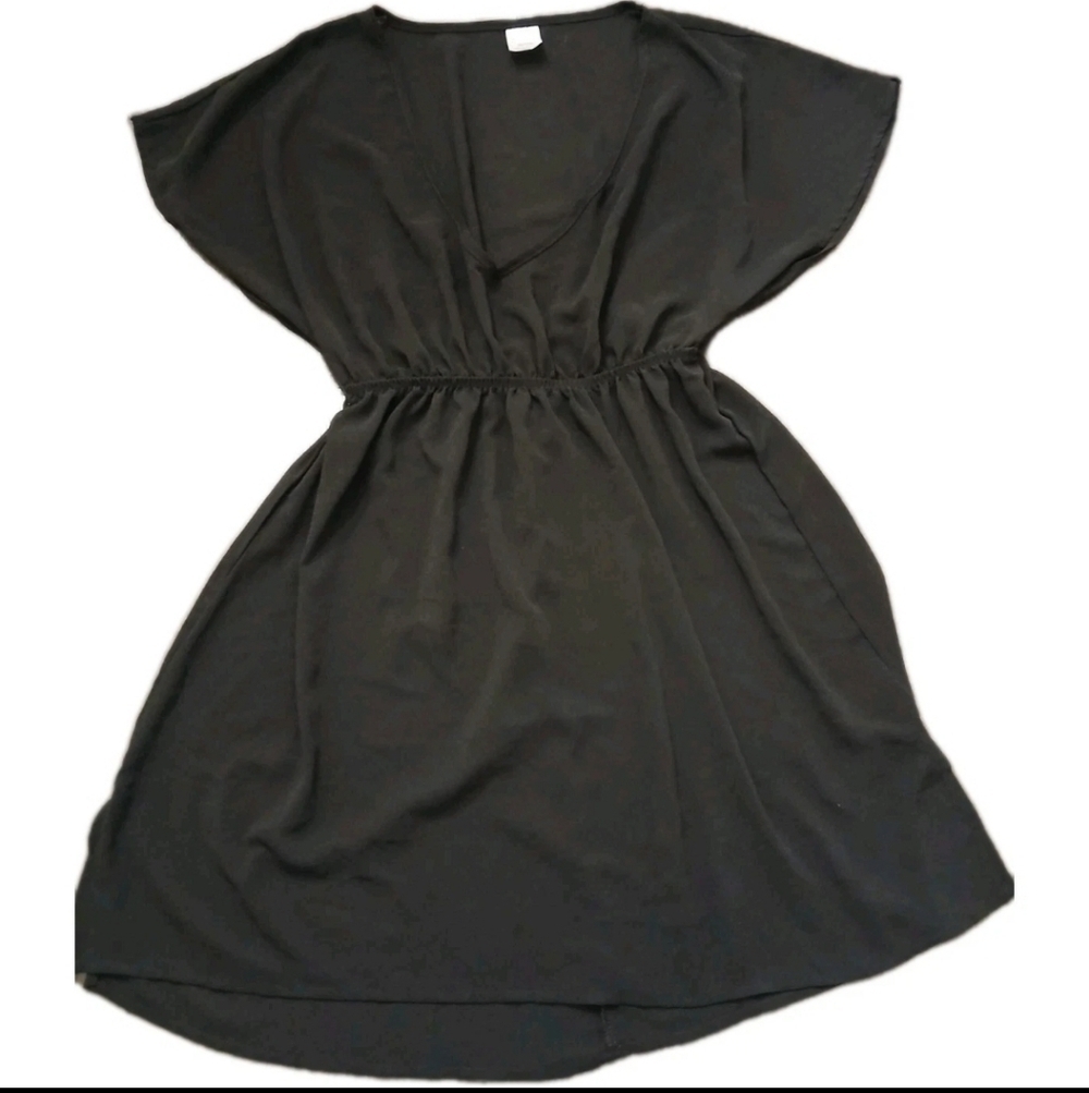 Merona Black Sheer V-Neck Gathered Waist Women's Swim Cover-Up Dress Size:Small - Picture 3 of 6